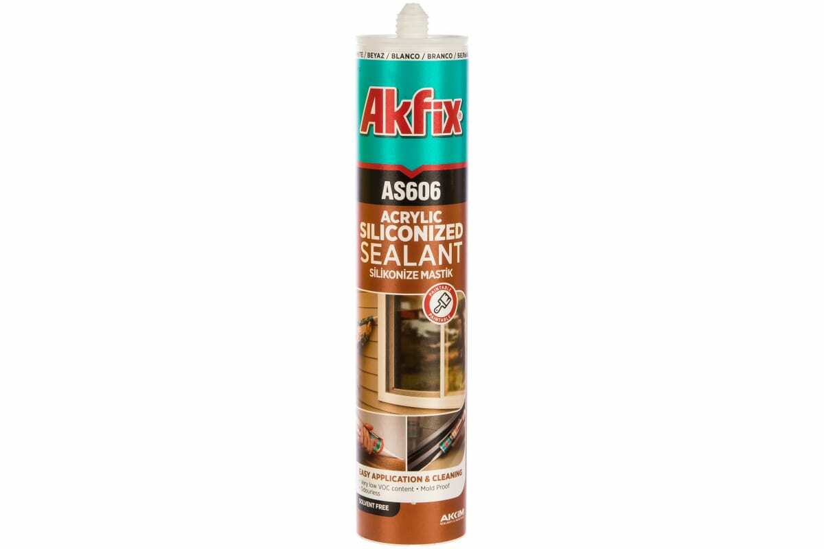 <span style="font-weight: bold;">Akfix AS606 Силиконакриловый герметик, 310 мл. Белый, шт</span>